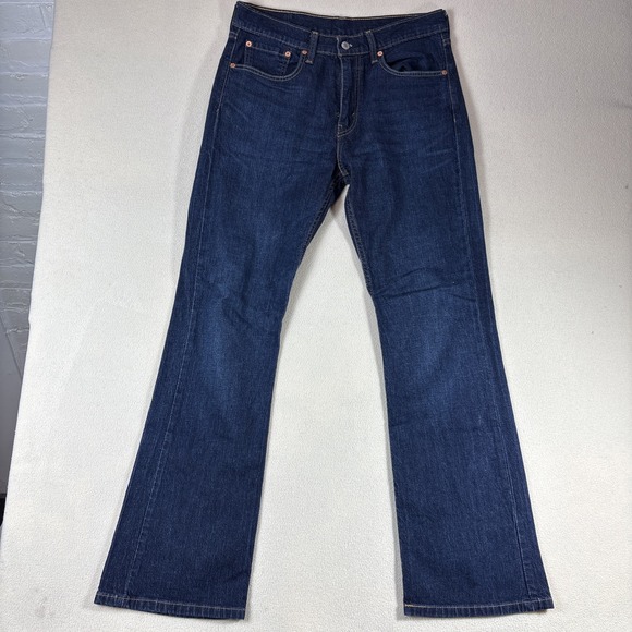 Levis 527 Jeans Mens 32x32 Blue Denim Low Rise Bootcut Flared Dark Wash - Picture 1 of 9